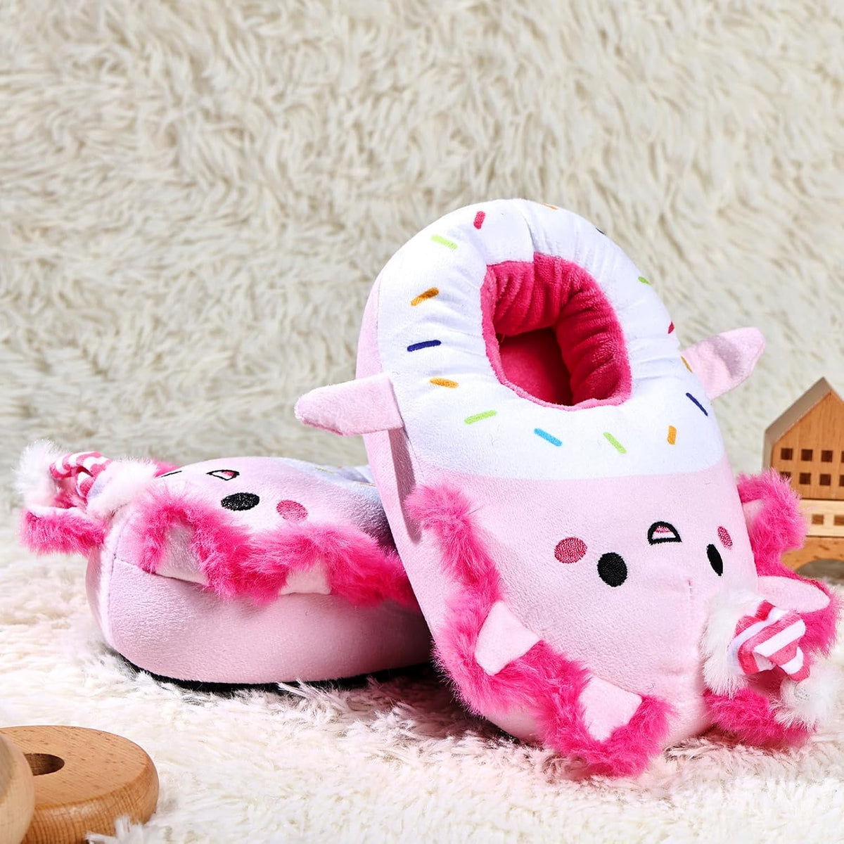 IceUnicorn Toddler Cute Animal Slippers Kids Christmas Plush Warm House Shoes Girls Boys Bedroom Indoor Washable Slipper