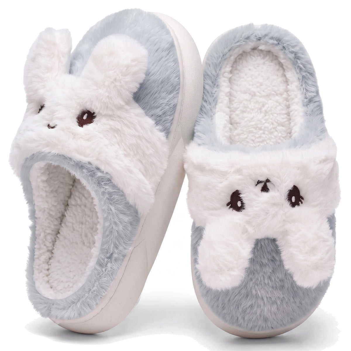 Kids Toddler Bunny Slippers Girls Boys Fuzzy Plush House Slippers Indoor Shoes Warm Memory Foam Soft Bedroom Slides