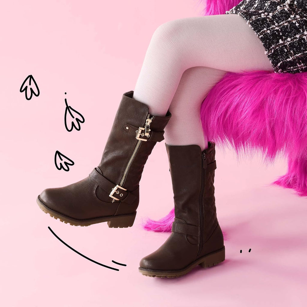 DREAM PAIRS Girls Riding Knee High Boots