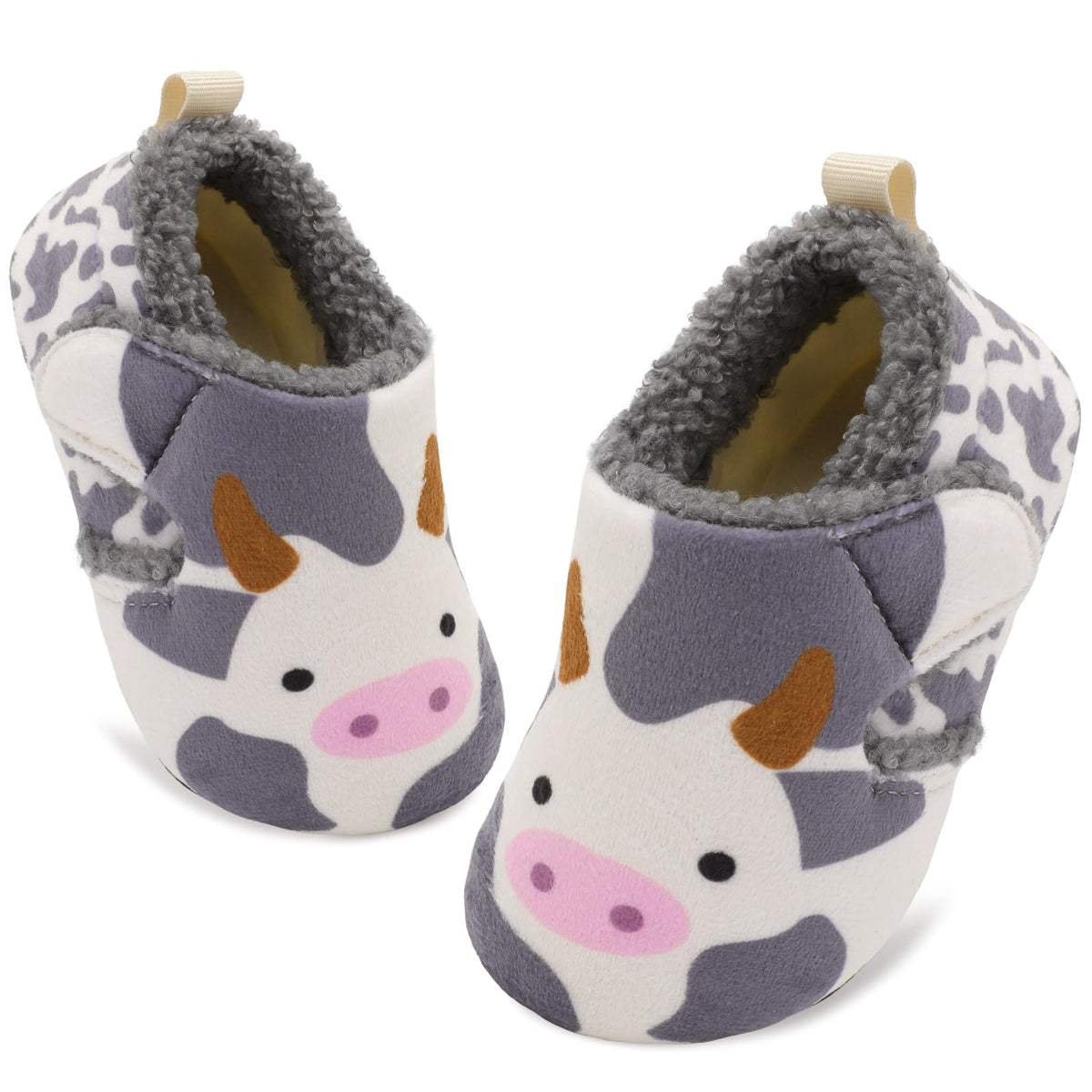 JOINFREE Toddler Slippers Boys Girls Adjustable House Shoes Barefoot Sock Shoes with Rubber Sole Baby Comfort Warm Indoor Outdoor Walking Shoe