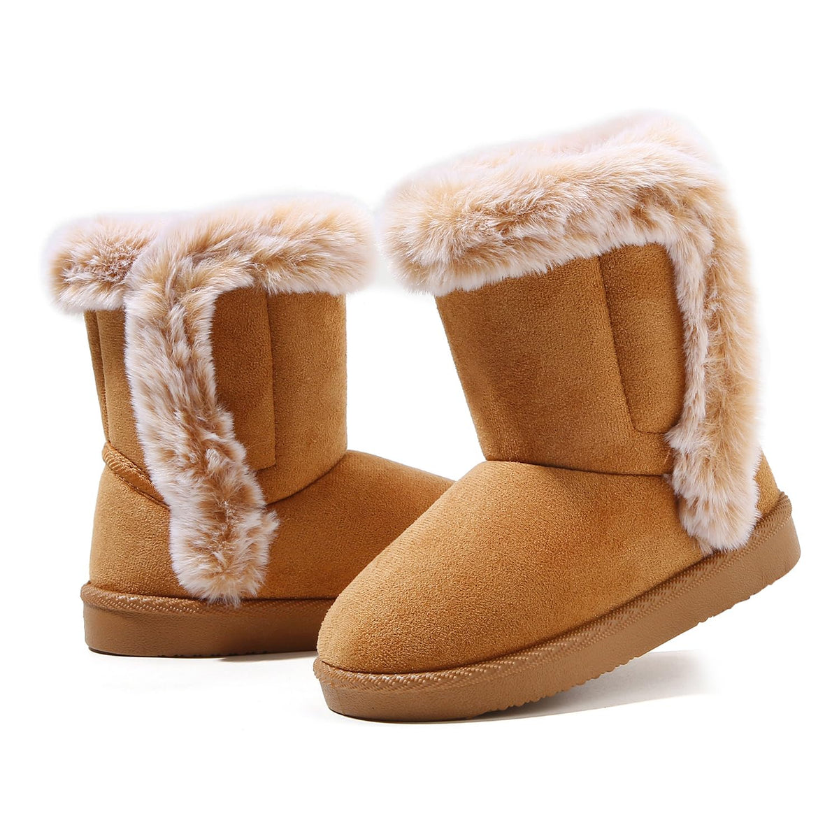 LONSOEN Winter Warm Boots Faux Fur Mid Calf Booties for Toddler Little Kid