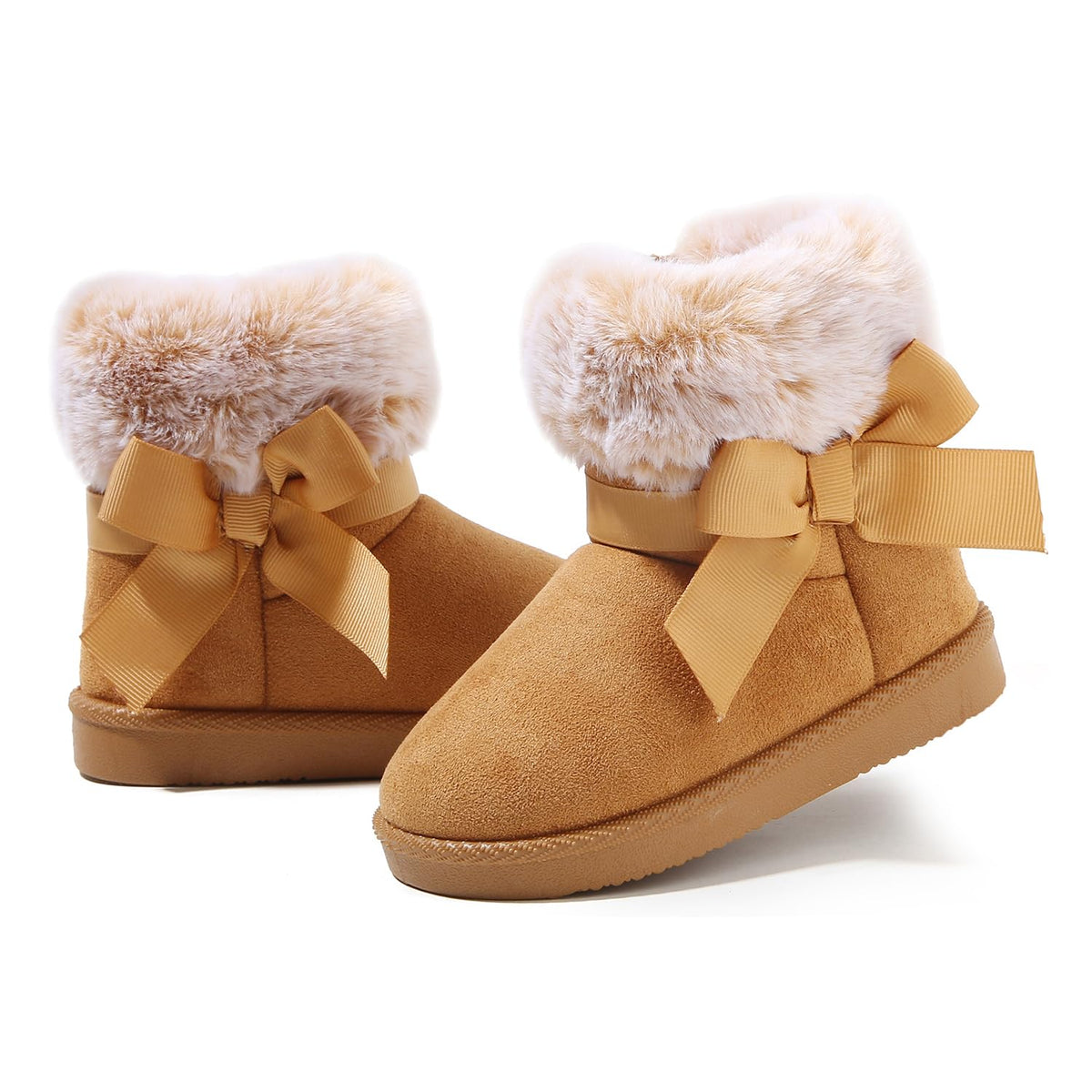 LONSOEN Winter Warm Boots Faux Fur Mid Calf Booties for Toddler Little Kid