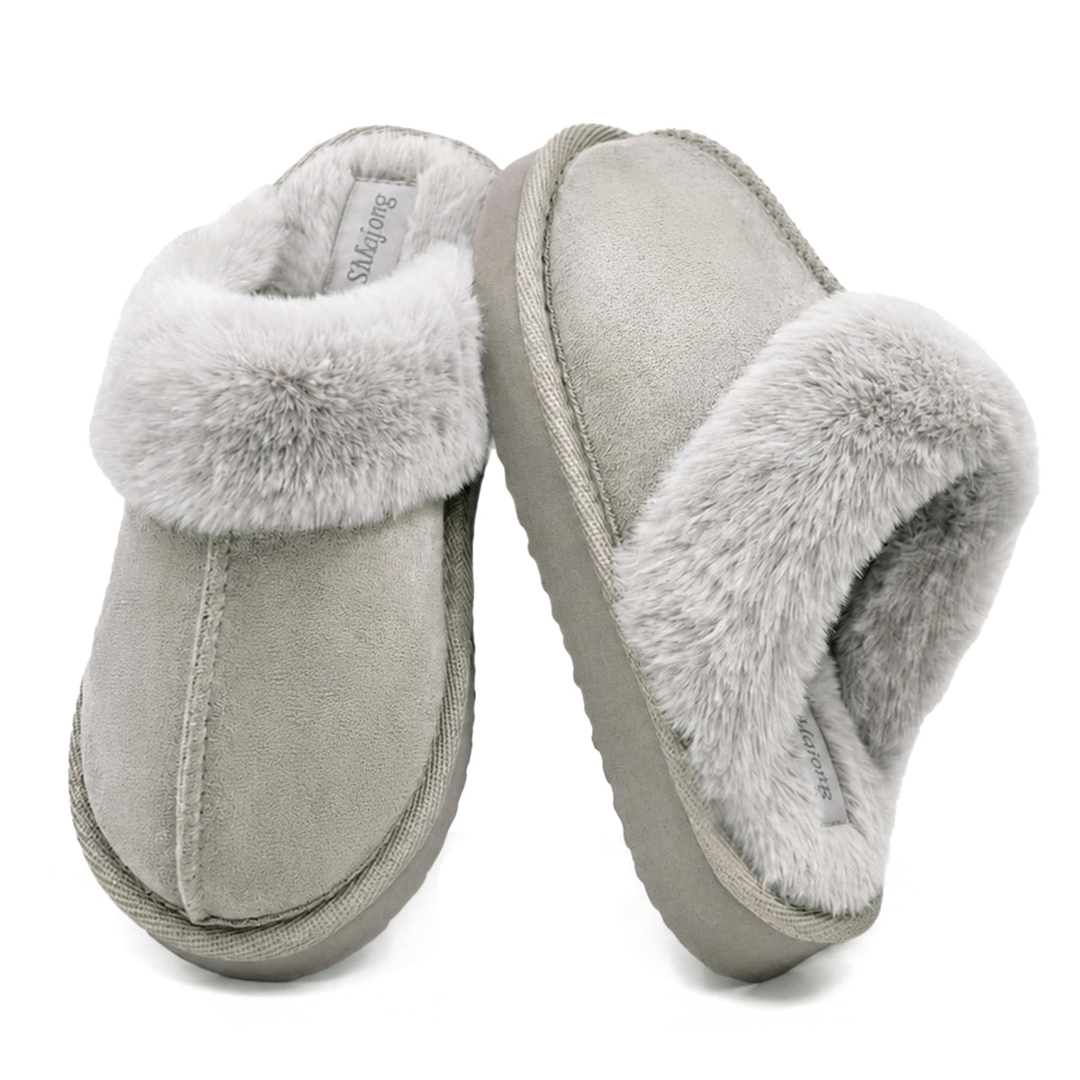 SMajong Kids Warm Fuzzy Slippers Memory Foam Non Slip House Shoes