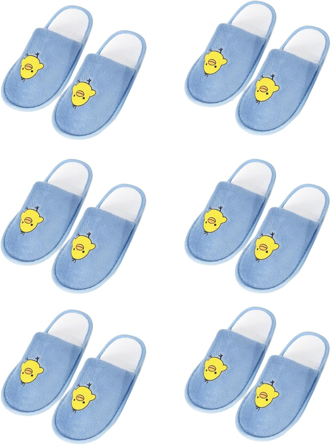 6x Spa Disposable Slippers for 6-10 Years Kids Indoor House Hotel Swimming Slippers for Children Guests Kid Spa Smiley Yellow Chicken Face Slipper,Size 2.5-3