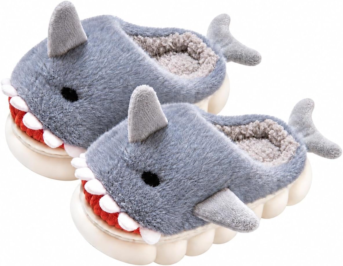 Fiedaz Boys Girls Shark Slippers Kids House Cute Slippers for Toddler Plush Warm Slippers Non-Slip Indoor bedroom Winter Shoes