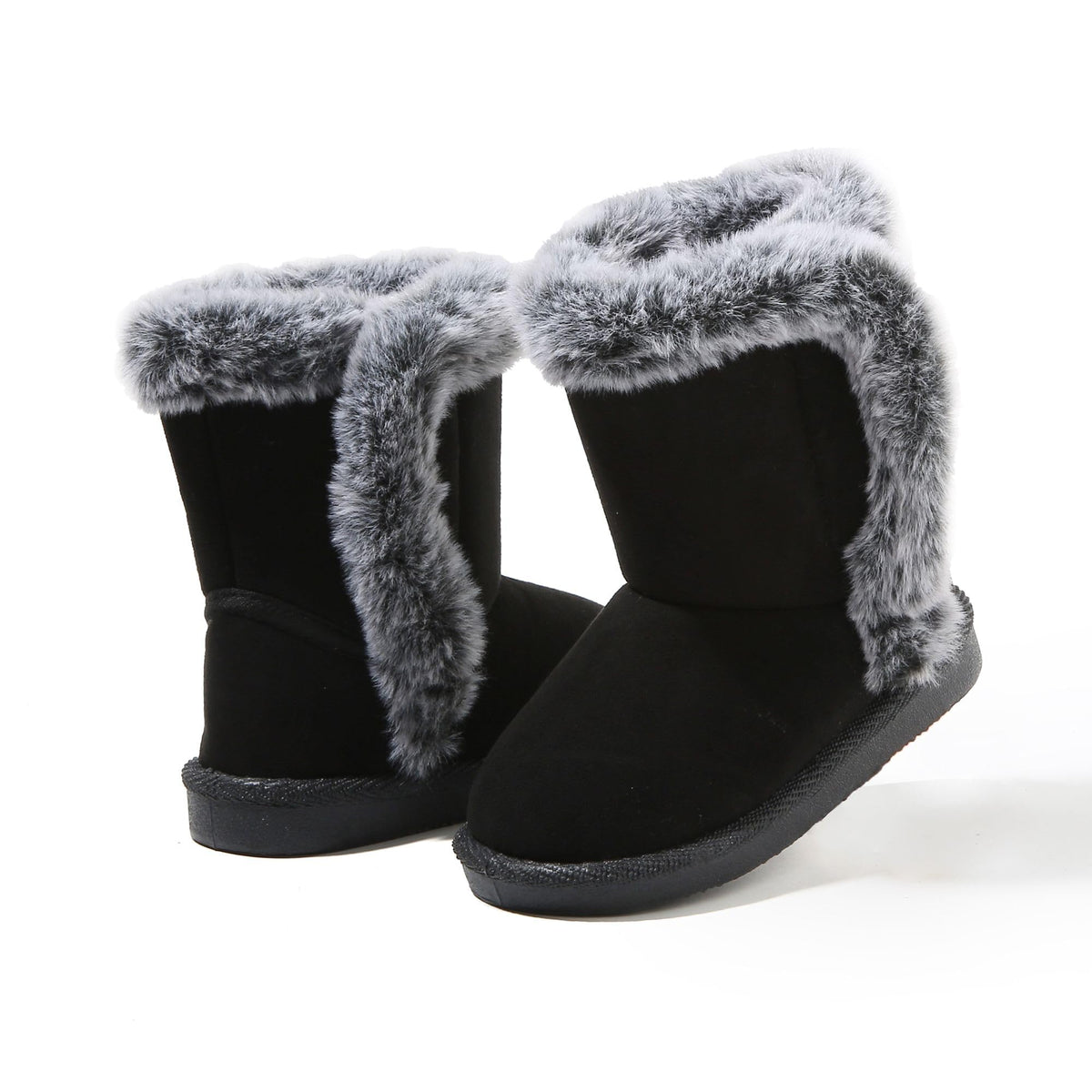 LONSOEN Winter Warm Boots Faux Fur Mid Calf Booties for Toddler Little Kid