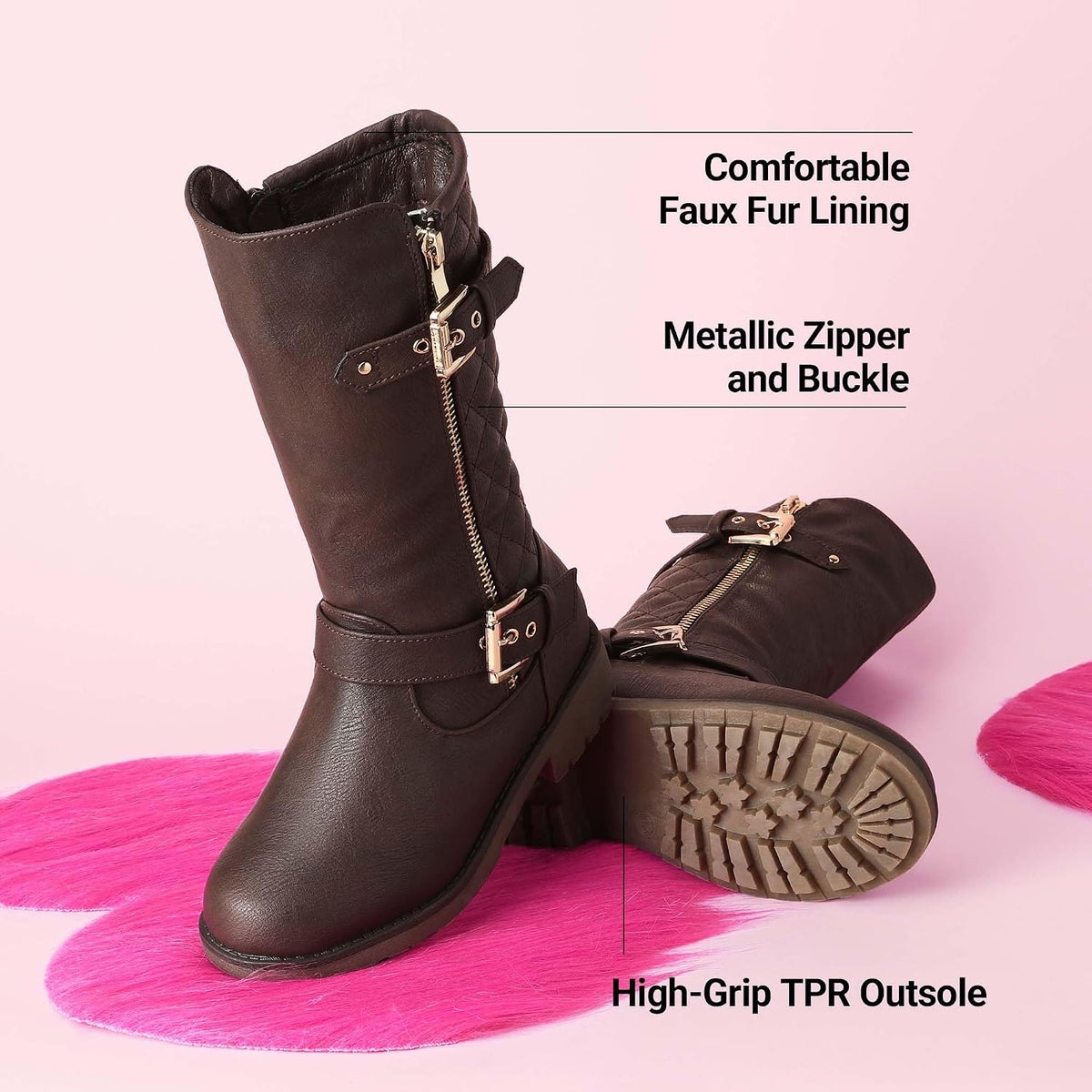 DREAM PAIRS Girls Riding Knee High Boots
