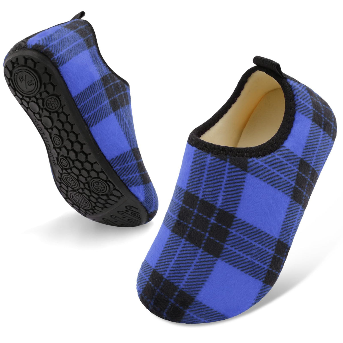 QFH Toddler Slippers Boys Girls Indoor Comfy Slippers Kids Barefoot Walking Shoes with Soft Velvet Lining Winter Warm Sock Shoes