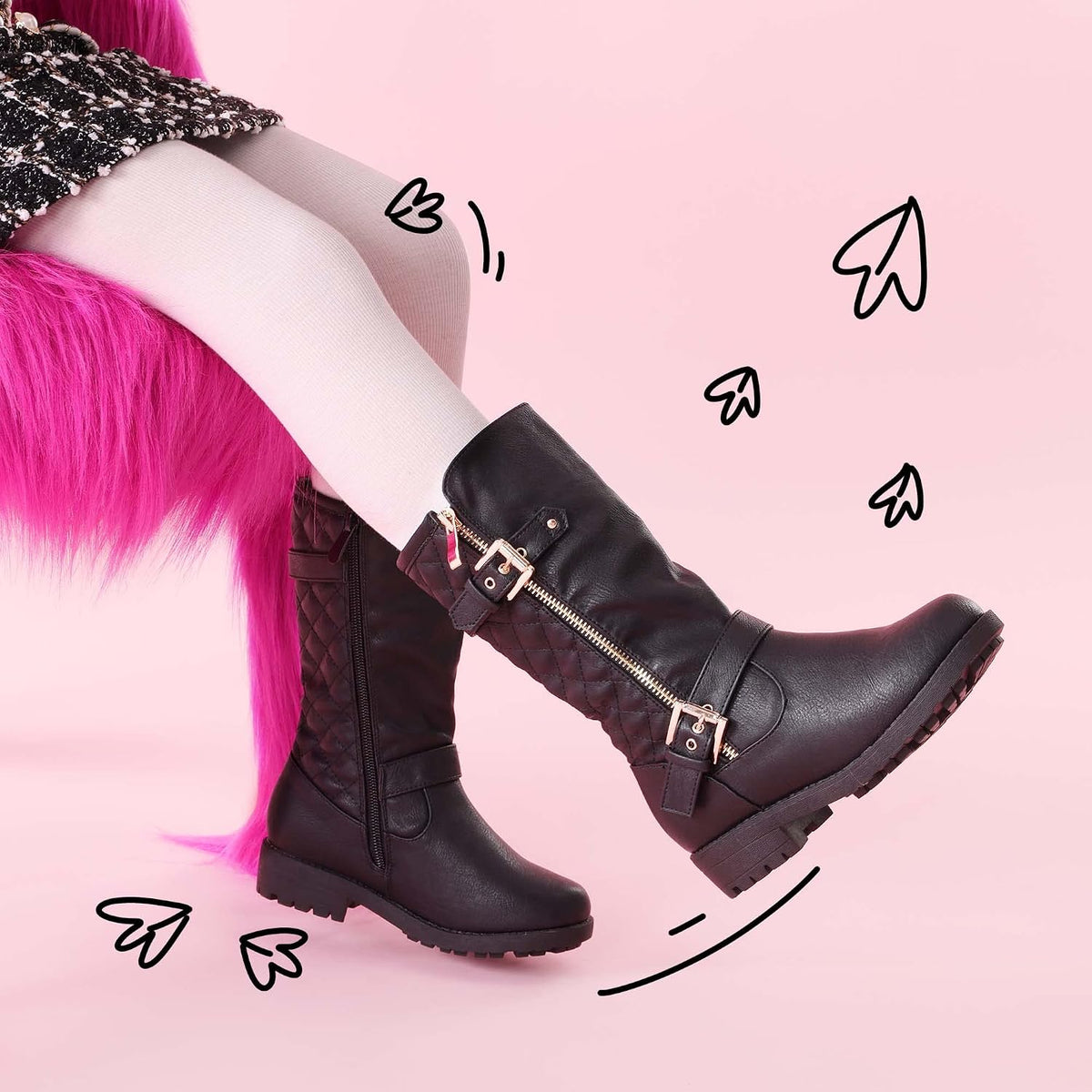 DREAM PAIRS Girls Riding Knee High Boots