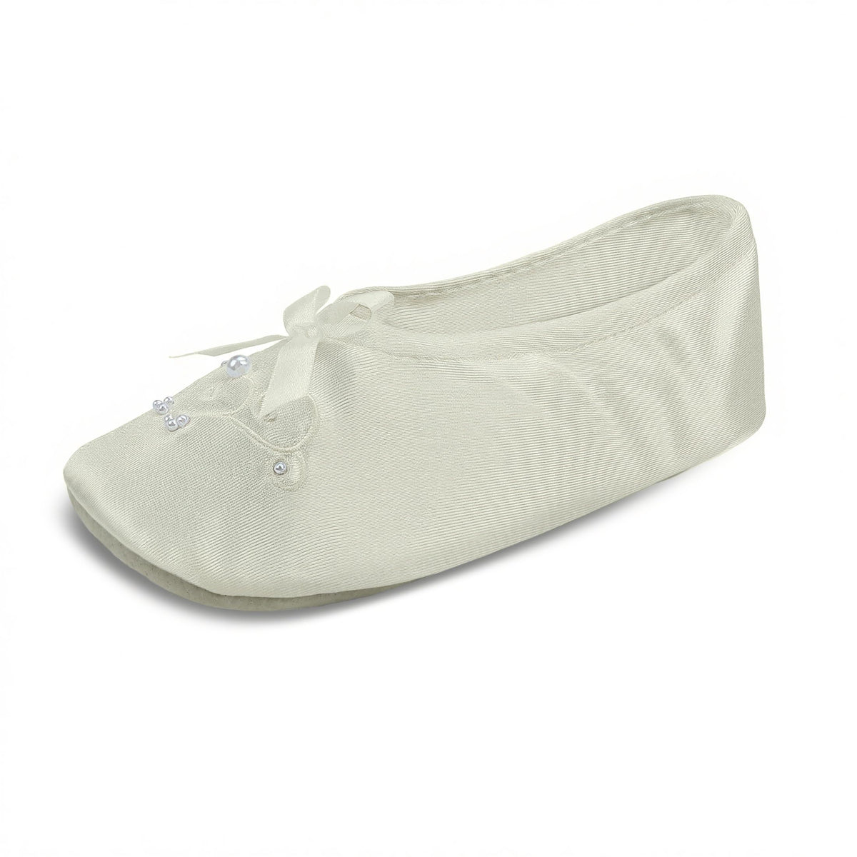 isotoner Girl's Satin Ballerina with Embroidered Pearl
