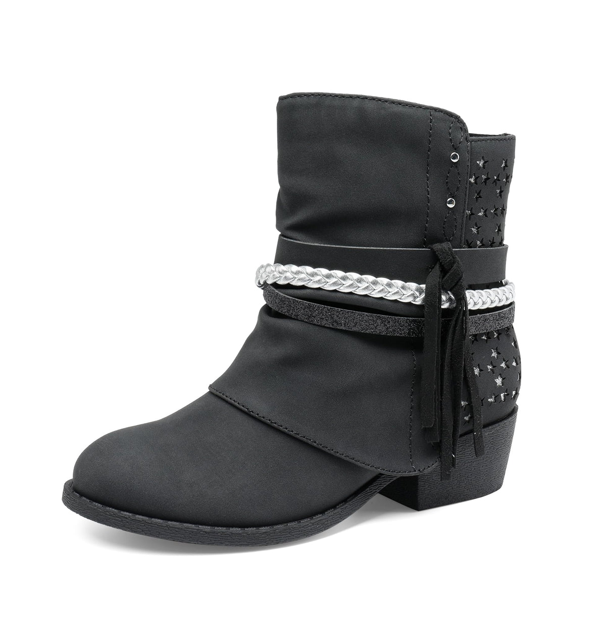 DREAM PAIRS Girls Ankle Boots Side Zipper Low Heels