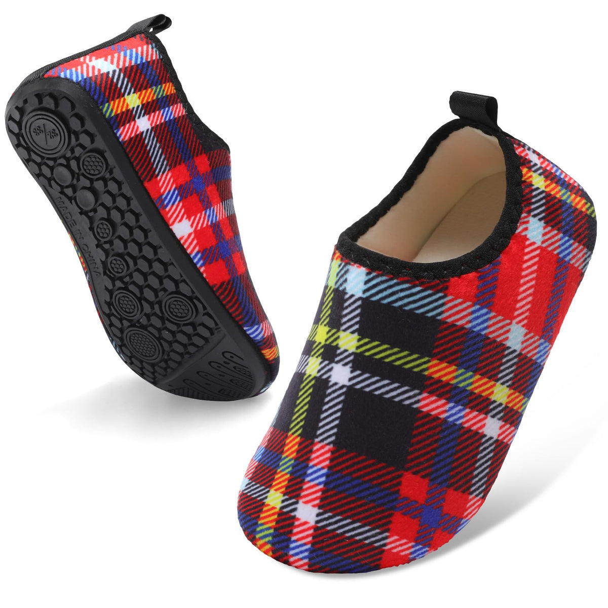 QFH Toddler Slippers Boys Girls Indoor Comfy Slippers Kids Barefoot Walking Shoes with Soft Velvet Lining Winter Warm Sock Shoes