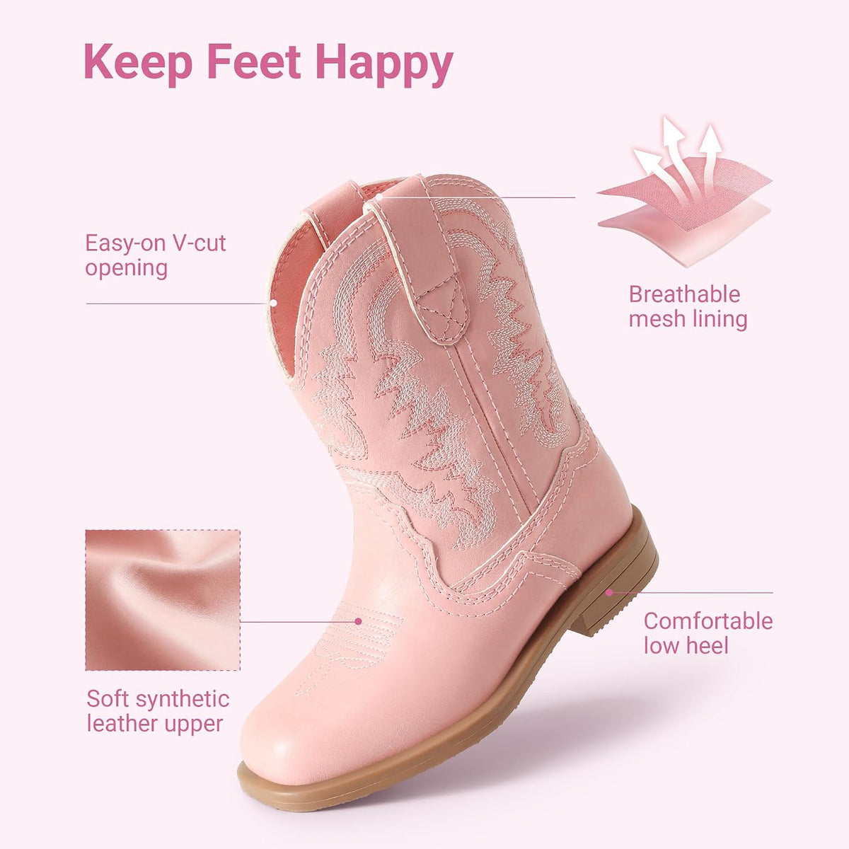DREAM PAIRS Toddler Boys Girl Cowboy Cowgirl Boots