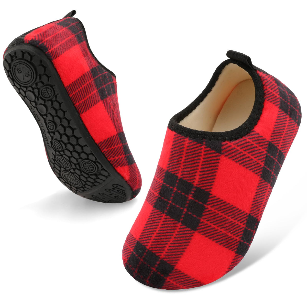QFH Toddler Slippers Boys Girls Indoor Comfy Slippers Kids Barefoot Walking Shoes with Soft Velvet Lining Winter Warm Sock Shoes