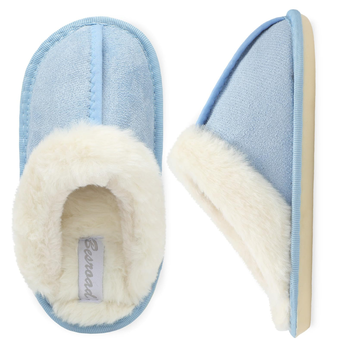 Besroad Kids Slippers Girls Boys Fuzzy House Slippers Warm Memory Foam House Shoes Soft Plush Bedroom Slippers Slides Indoor Outdoor