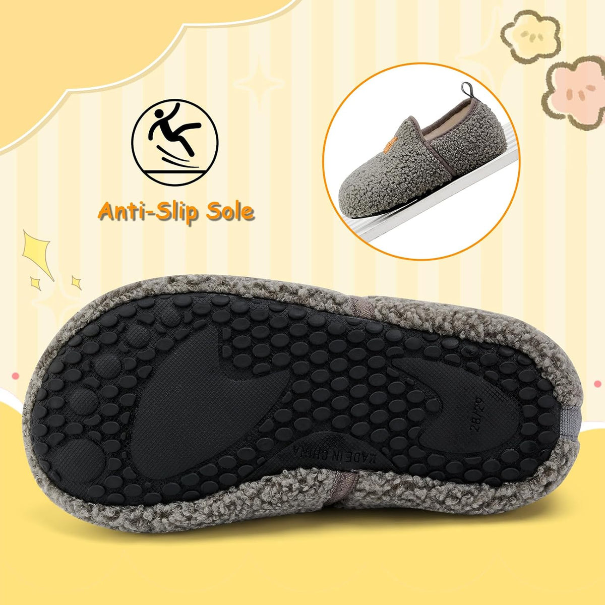 VIFUUR Kids Boys Girls House Slippers Babys Slip on Barefoot Socks Tollder
