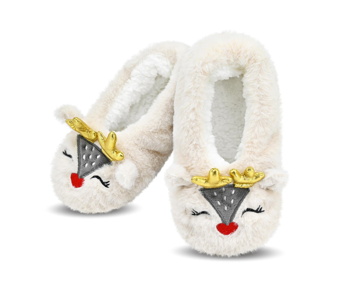 DICUIRD Kids Animal Fleece Slipper Socks Warm Fuzzy Indoor Bedroom Shoes