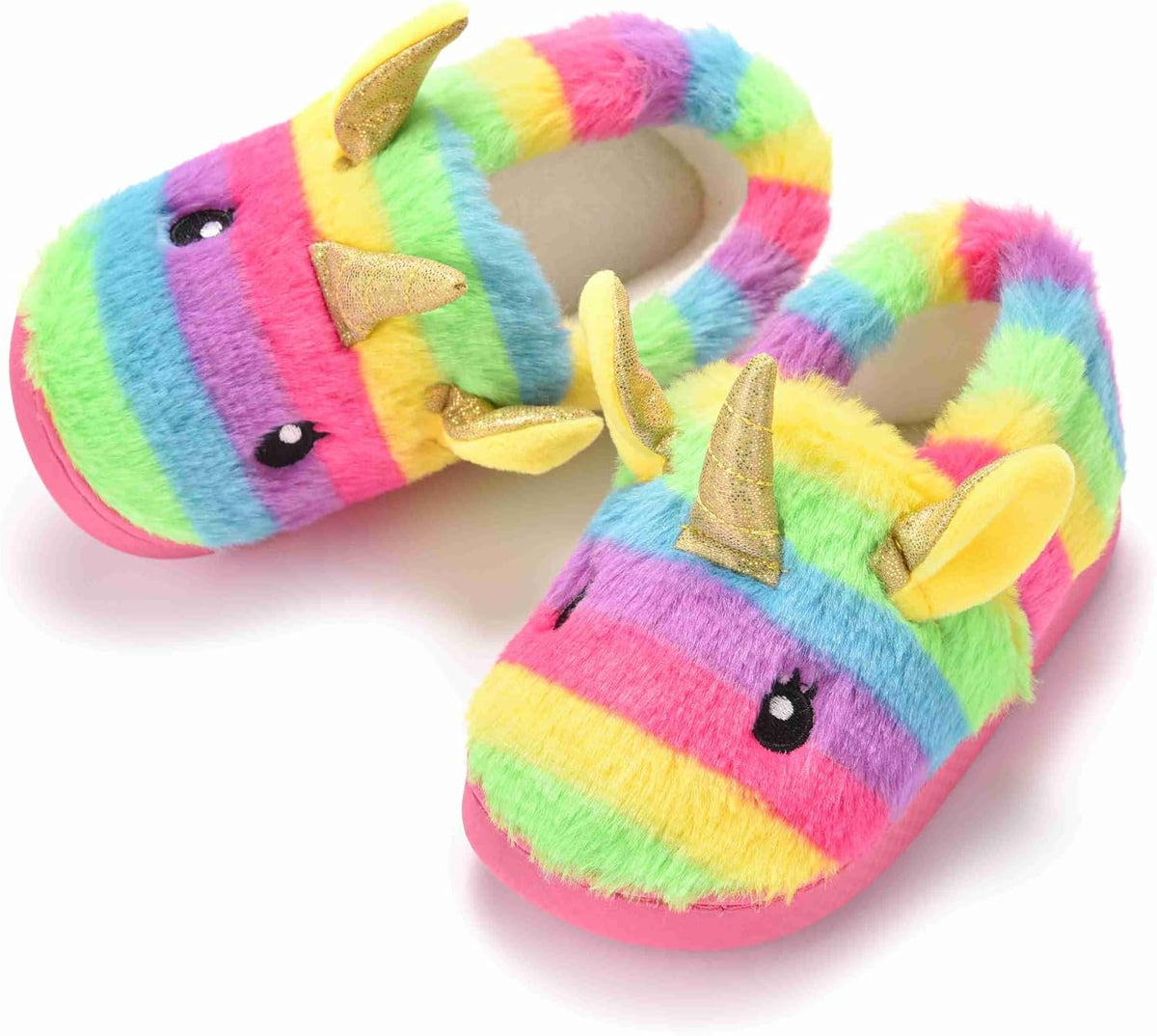 Toddler Slippers Girls Soft Plush House Shoes with Non-Slip Sole Cute Cozy Little Kids Indoor Slippers