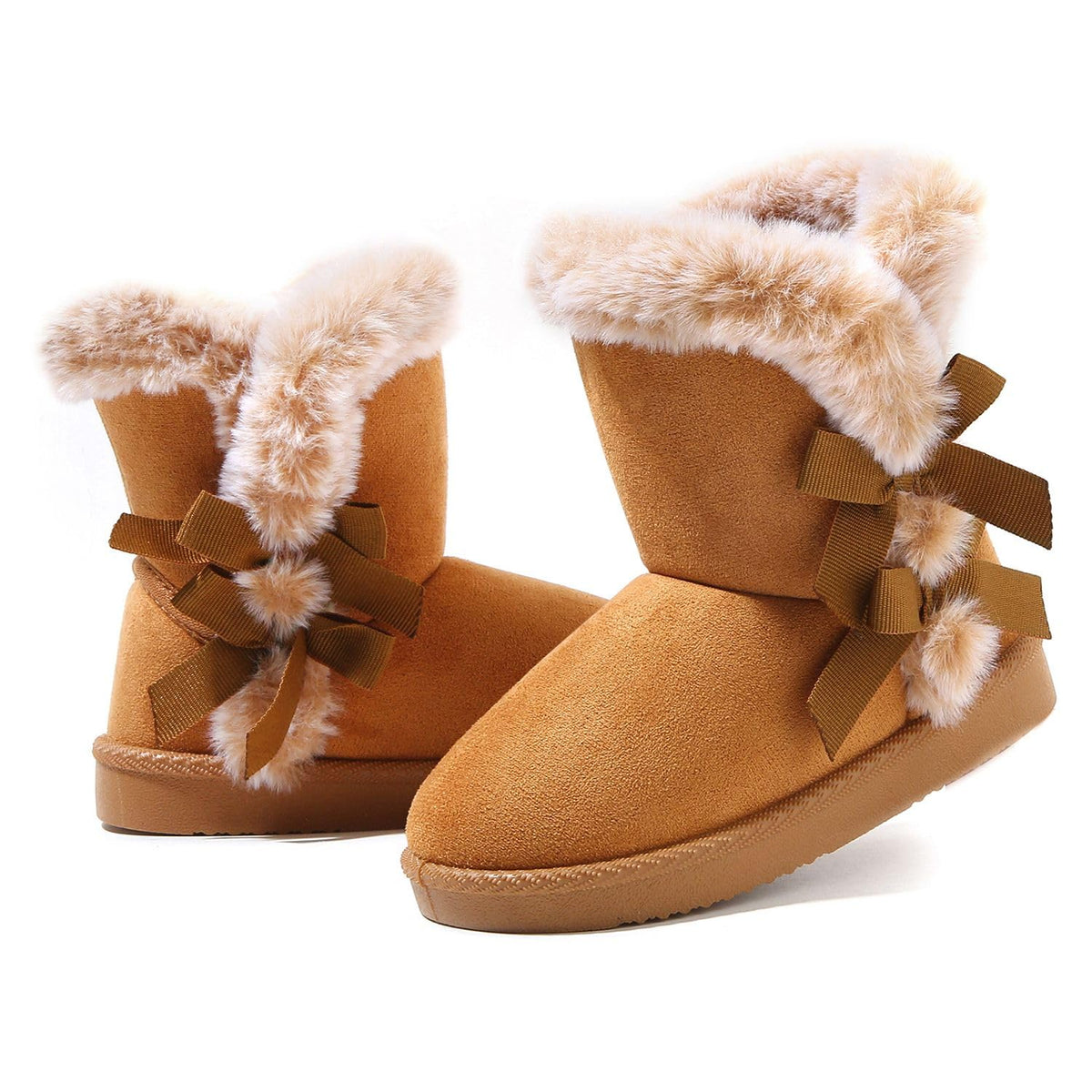 LONSOEN Winter Warm Boots Faux Fur Mid Calf Booties for Toddler Little Kid