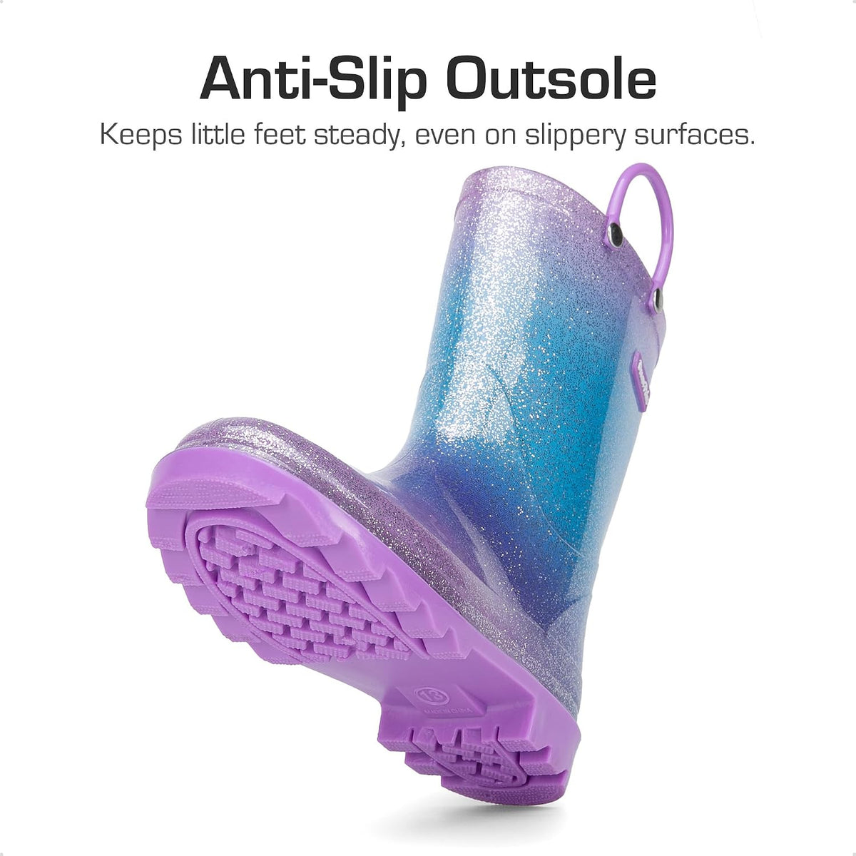 DREAM PAIRS Kids Glitter Rain Boots