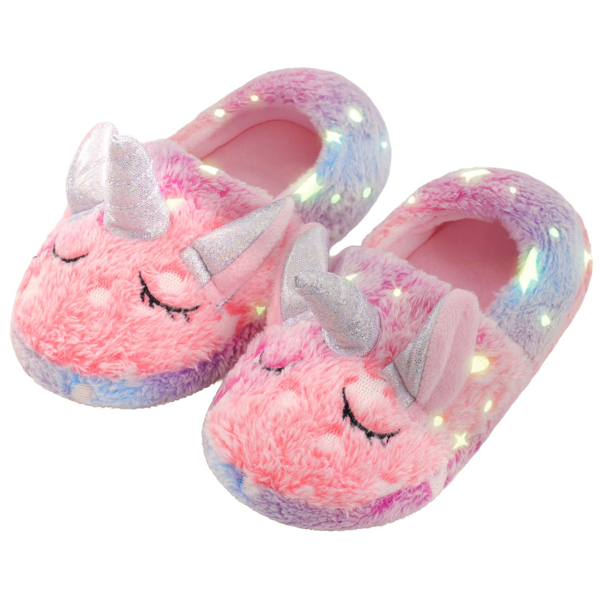 Kids Unicorn Slippers Boys Girls House Shoes Non Slip Warm Indoor Slipper Shoes Plush Cute Animal Luminous Glow in the Dark