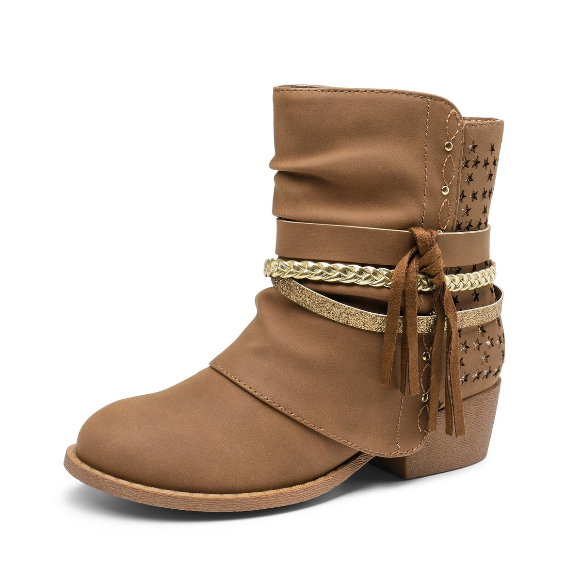 DREAM PAIRS Girls Ankle Boots Side Zipper Low Heels