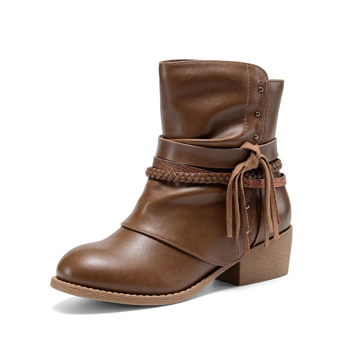 DREAM PAIRS Girls Ankle Boots Side Zipper Low Heels