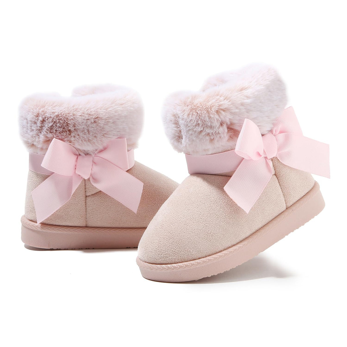 LONSOEN Winter Warm Boots Faux Fur Mid Calf Booties for Toddler Little Kid