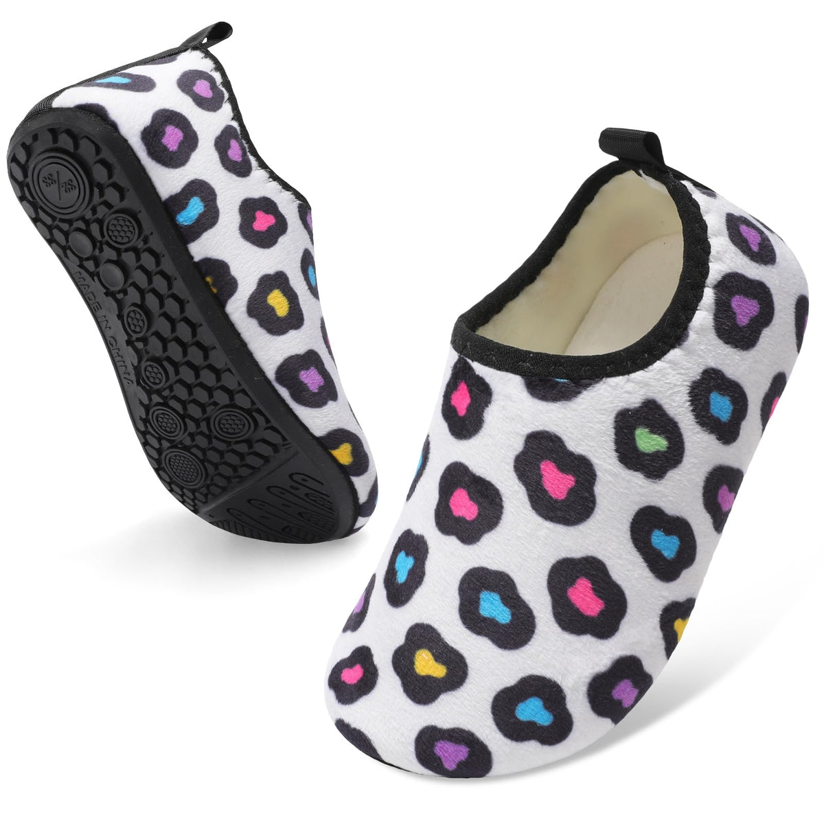 QFH Toddler Slippers Boys Girls Indoor Comfy Slippers Kids Barefoot Walking Shoes with Soft Velvet Lining Winter Warm Sock Shoes