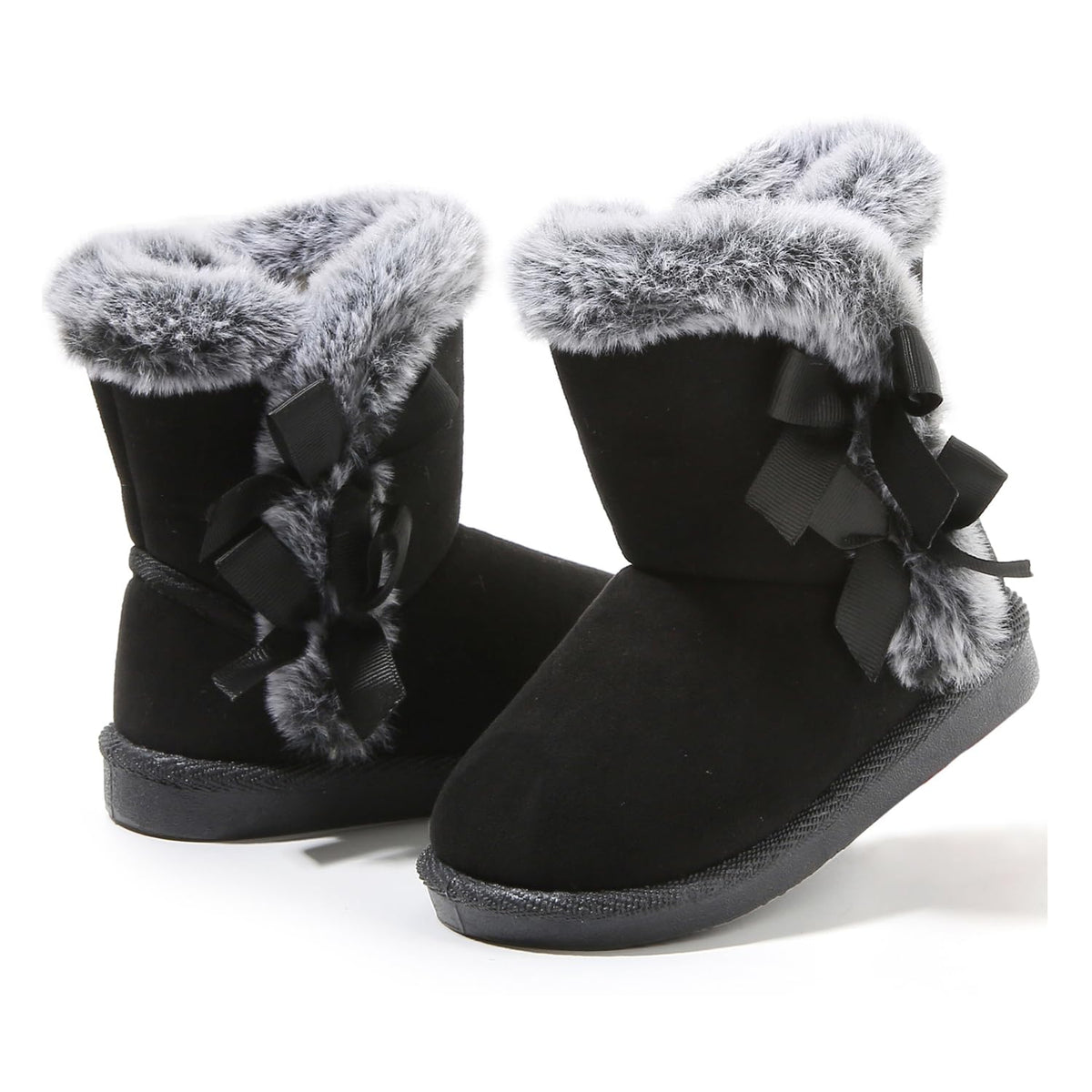 LONSOEN Winter Warm Boots Faux Fur Mid Calf Booties for Toddler Little Kid