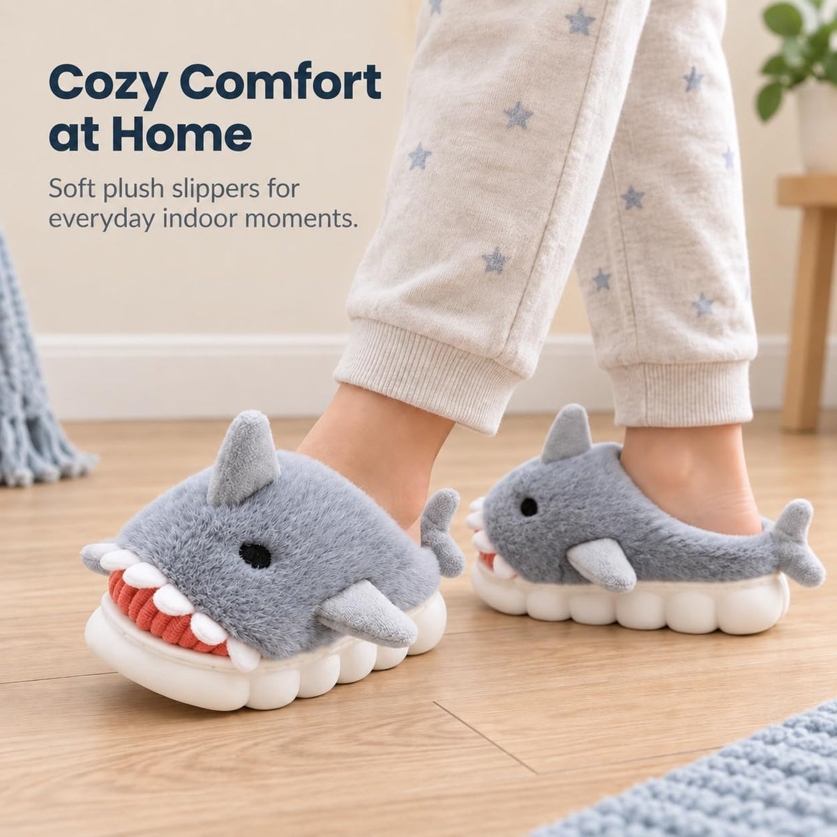 Fiedaz Boys Girls Shark Slippers Kids House Cute Slippers for Toddler Plush Warm Slippers Non-Slip Indoor bedroom Winter Shoes