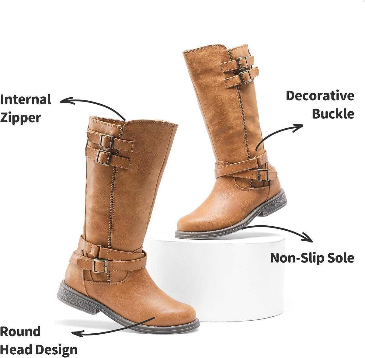 DREAM PAIRS Girls Knee High Riding Boots