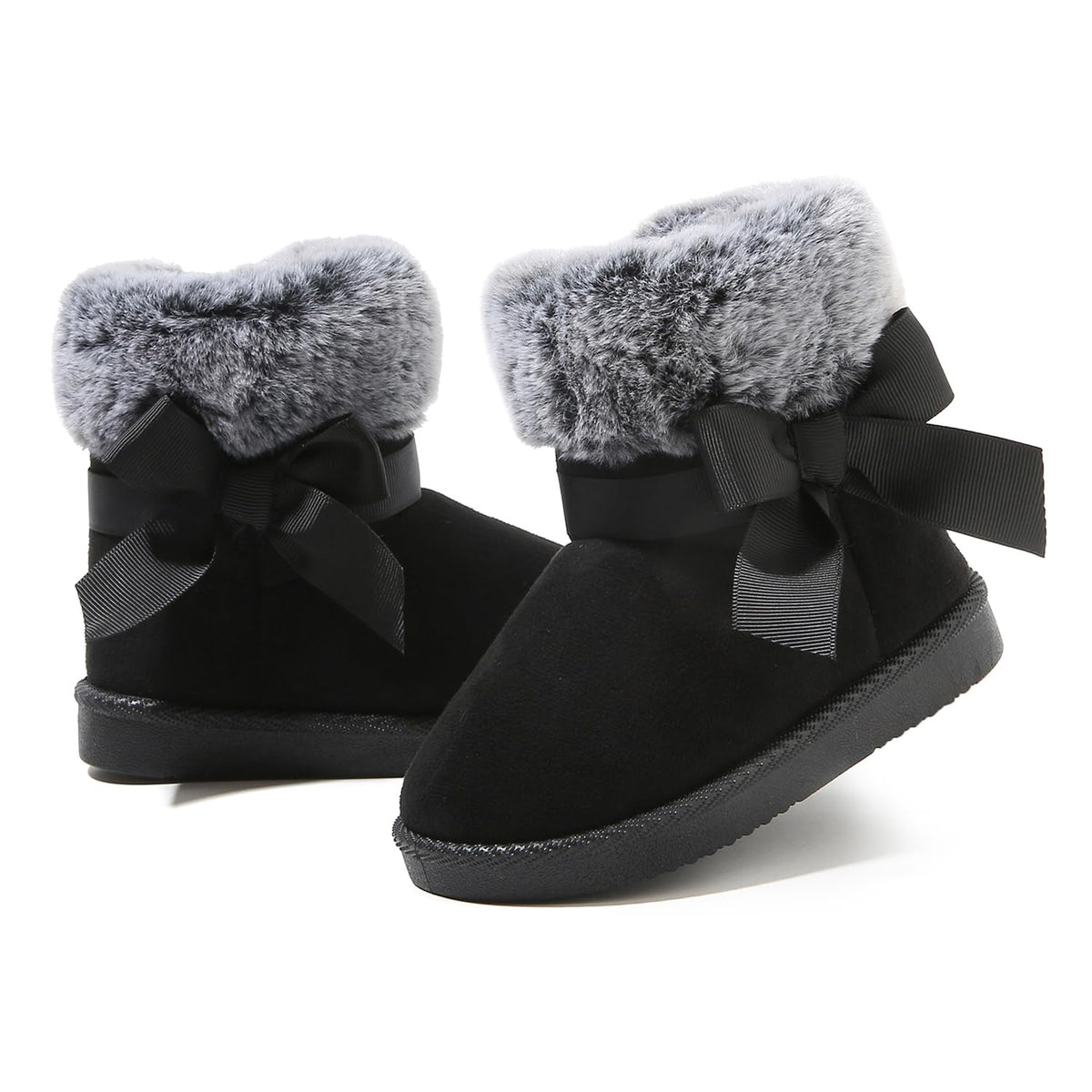 LONSOEN Winter Warm Boots Faux Fur Mid Calf Booties for Toddler Little Kid