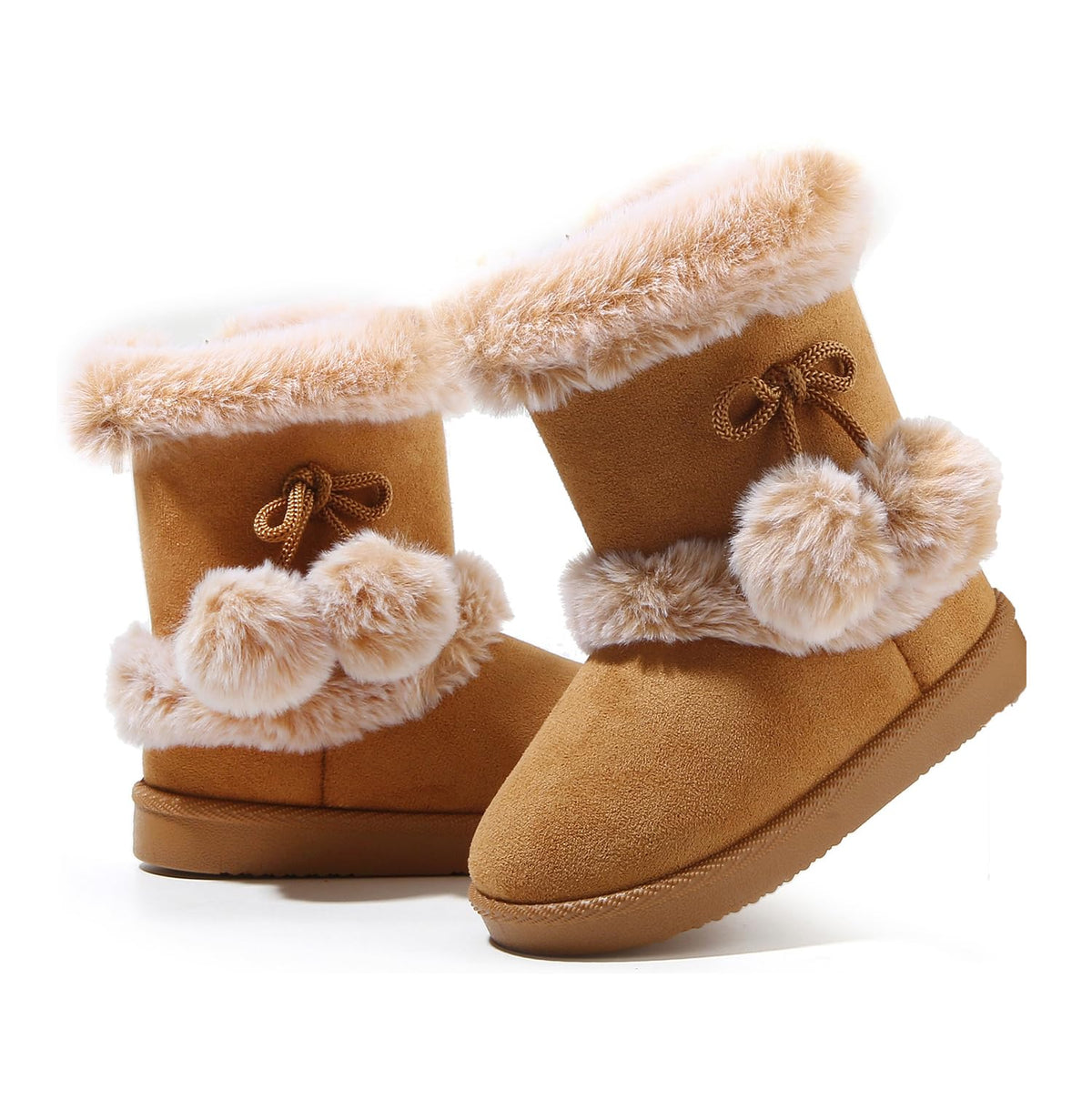 LONSOEN Winter Warm Boots Faux Fur Mid Calf Booties for Toddler Little Kid