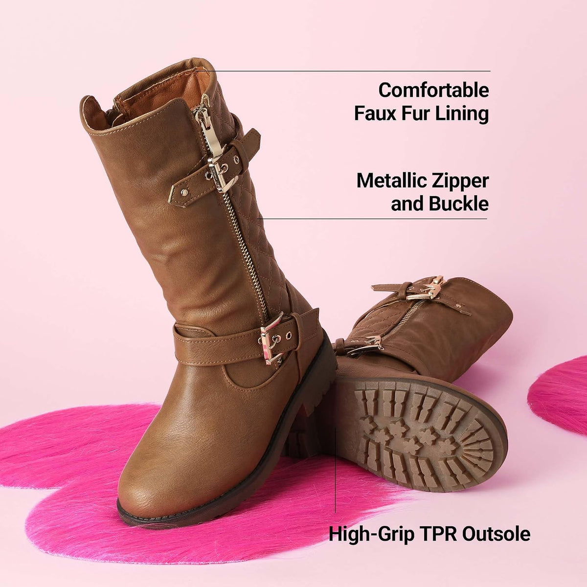 DREAM PAIRS Girls Riding Knee High Boots