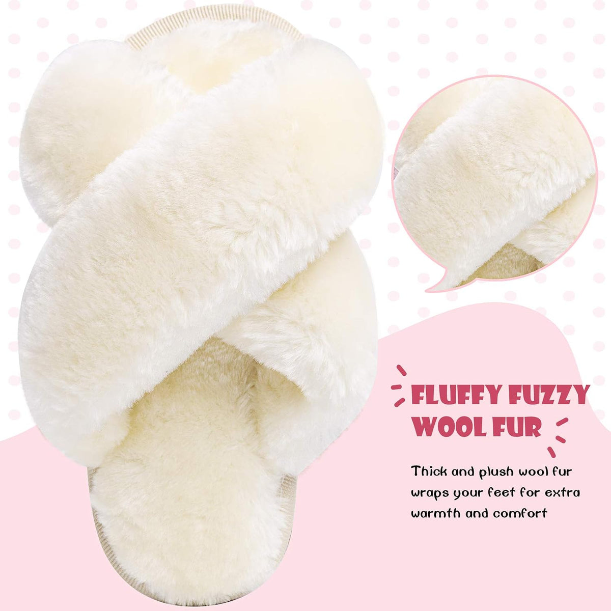 Girls Fluffy Slippers Kids Open Toe House Shoes Soft Plush Slides Sandals