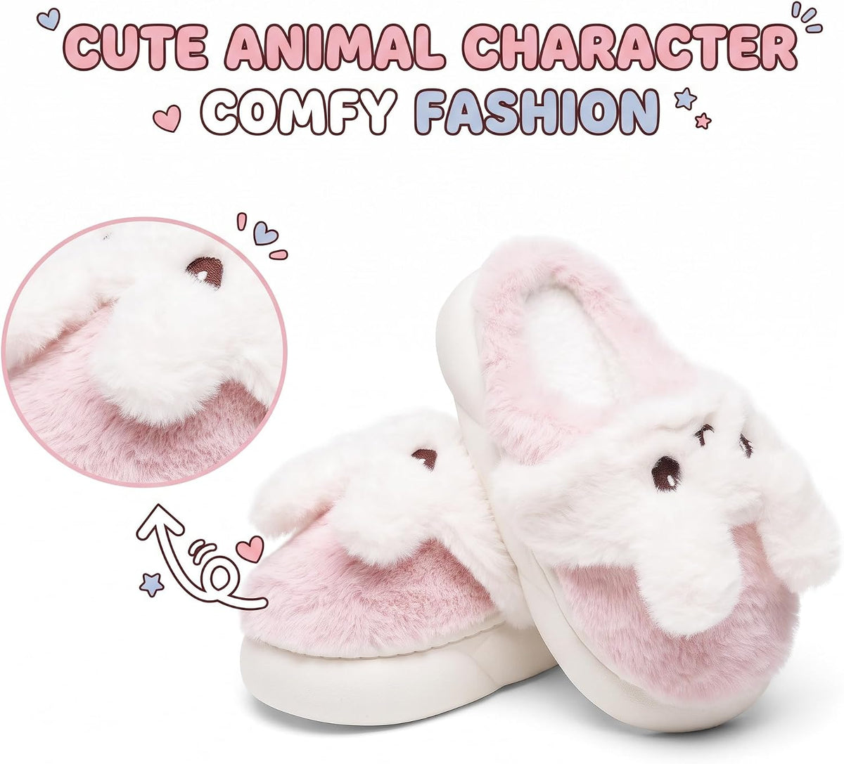 Kids Toddler Bunny Slippers Girls Boys Fuzzy Plush House Slippers Indoor Shoes Warm Memory Foam Soft Bedroom Slides