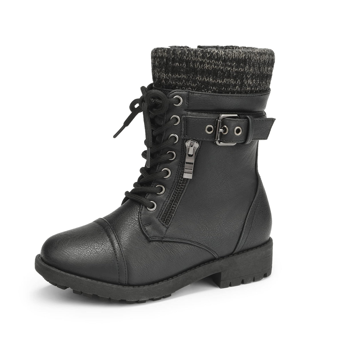 DREAM PAIRS Girl's Combat Lace up Mid Calf Boots