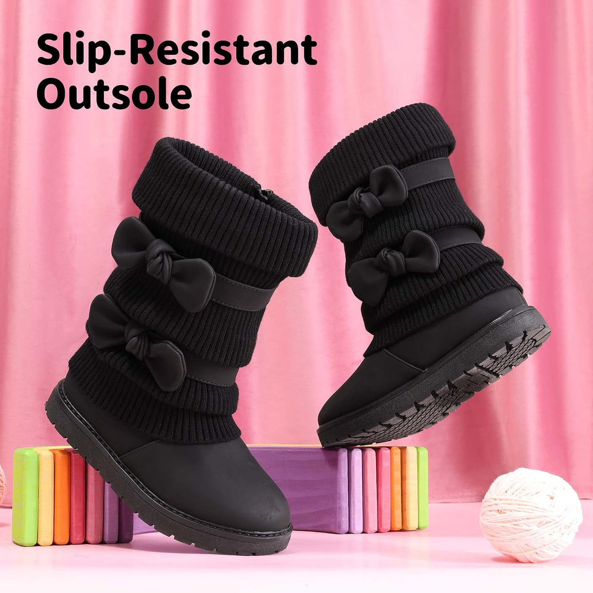 DREAM PAIRS Girls Winter Mid Calf Snow Boots