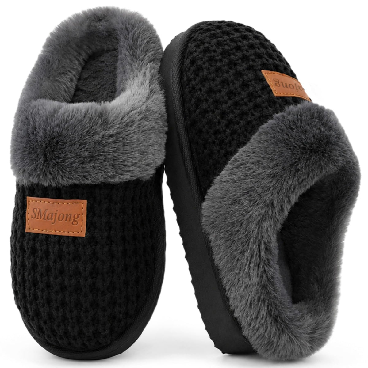 SMajong Kids Warm Fuzzy House Slippers Girls Boys Winter Slippers