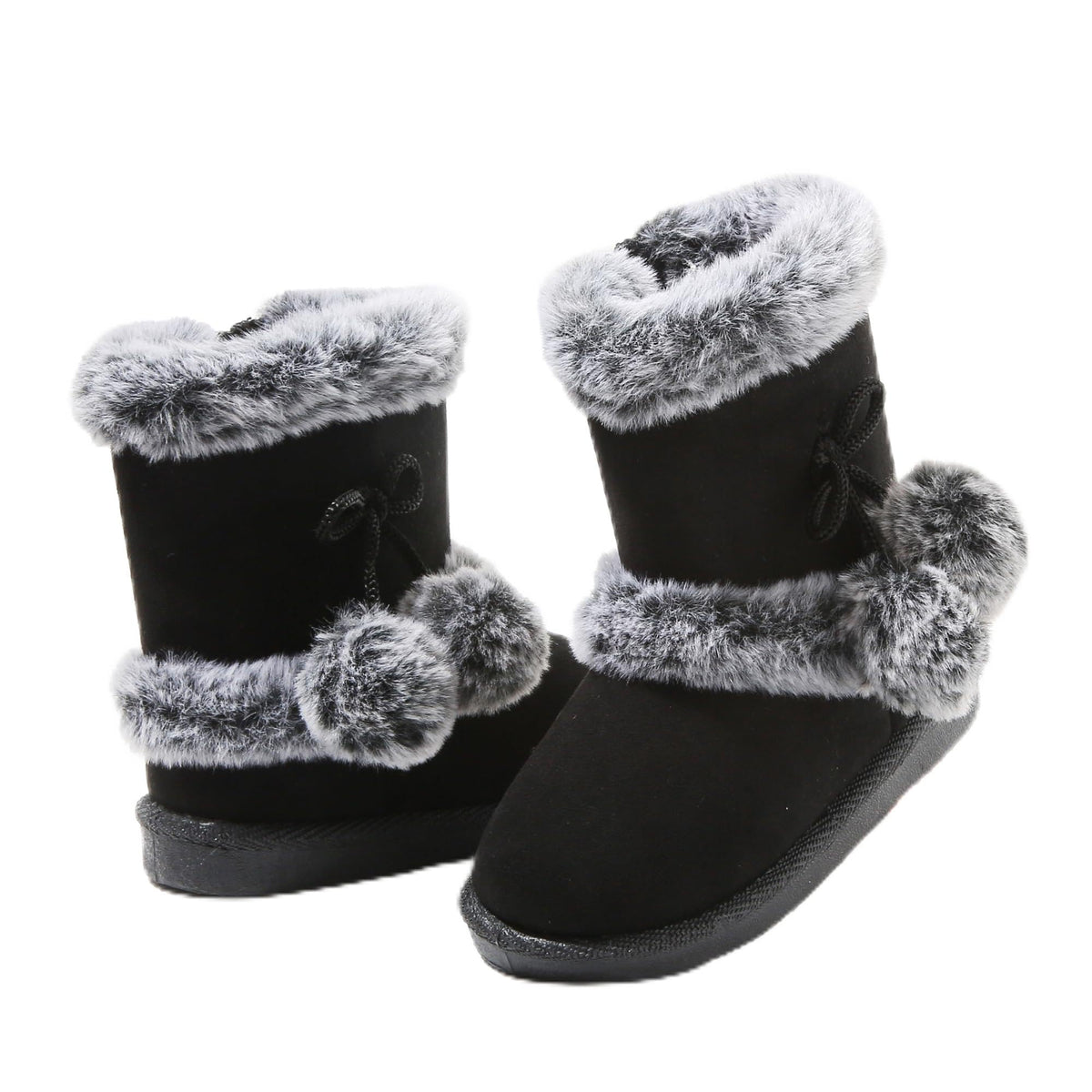 LONSOEN Winter Warm Boots Faux Fur Mid Calf Booties for Toddler Little Kid