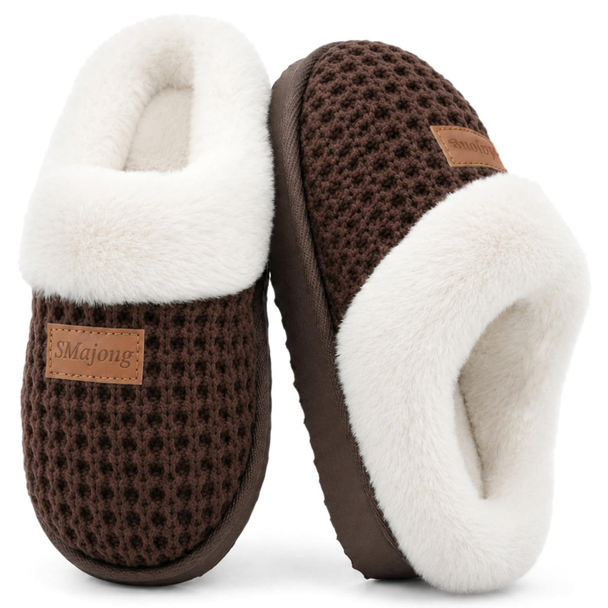 SMajong Kids Warm Fuzzy House Slippers Girls Boys Winter Slippers