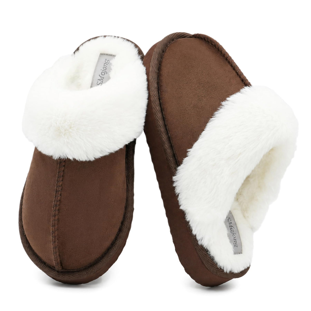SMajong Kids Warm Fuzzy Slippers Memory Foam Non Slip House Shoes