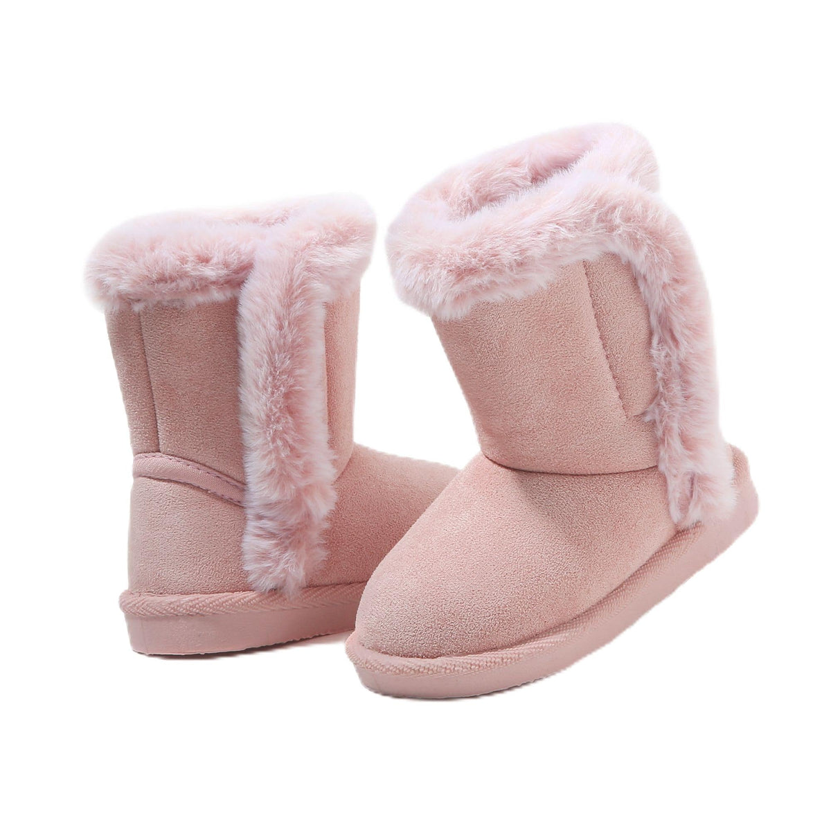 LONSOEN Winter Warm Boots Faux Fur Mid Calf Booties for Toddler Little Kid