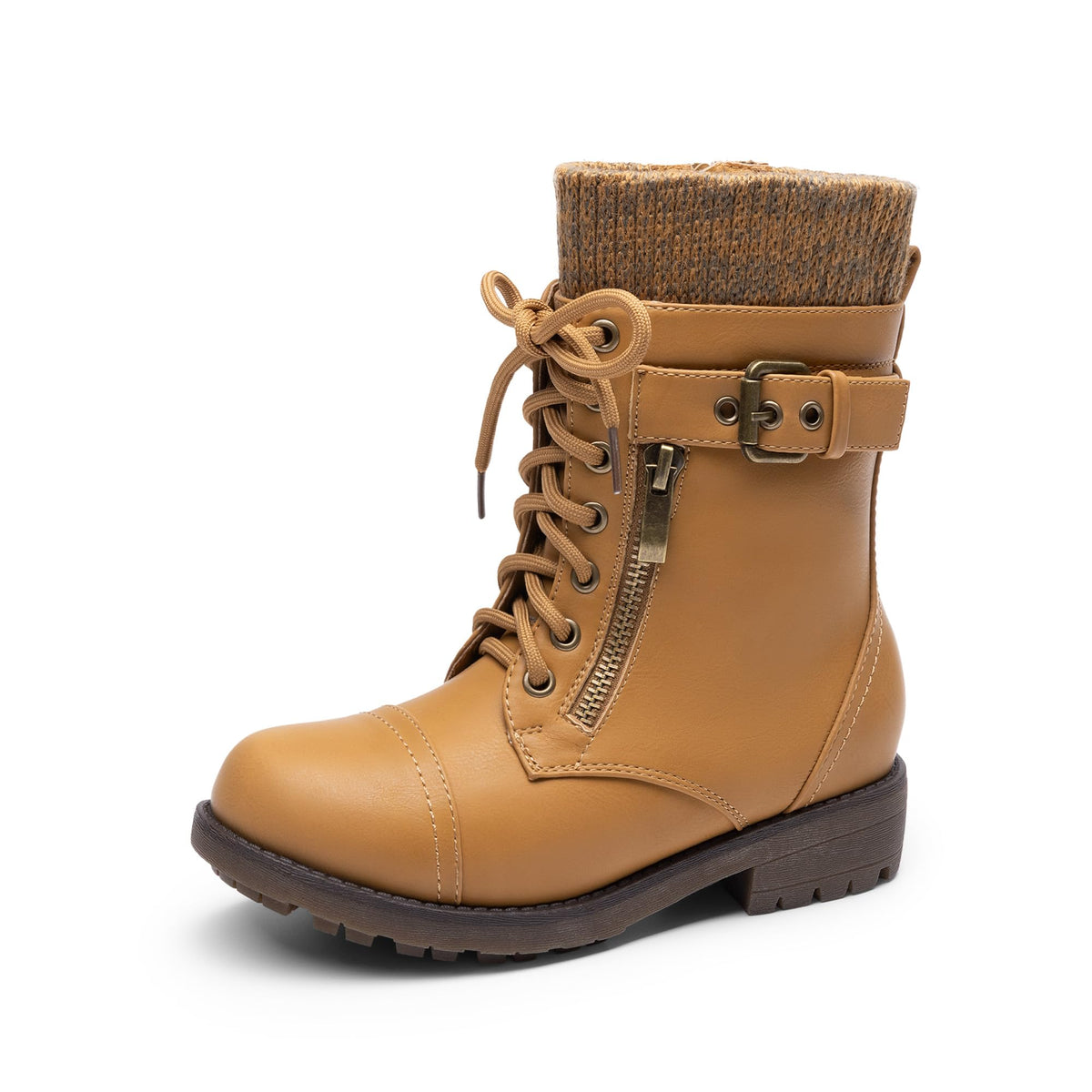 DREAM PAIRS Girl's Combat Lace up Mid Calf Boots