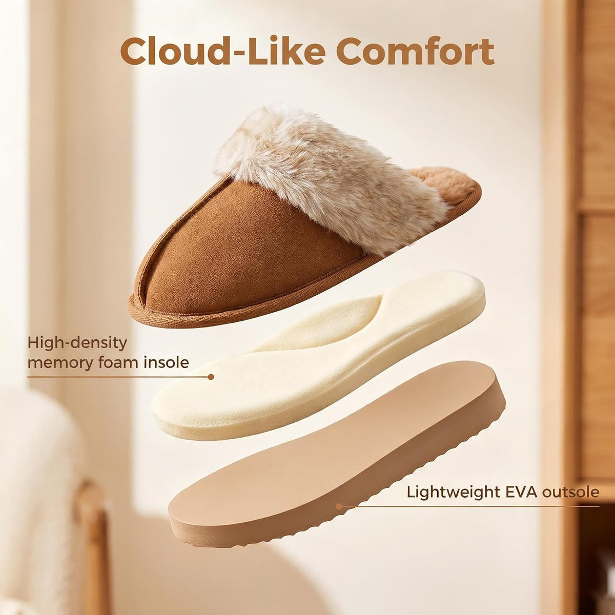 SMajong Kids Warm Fuzzy Slippers Memory Foam Non Slip House Shoes