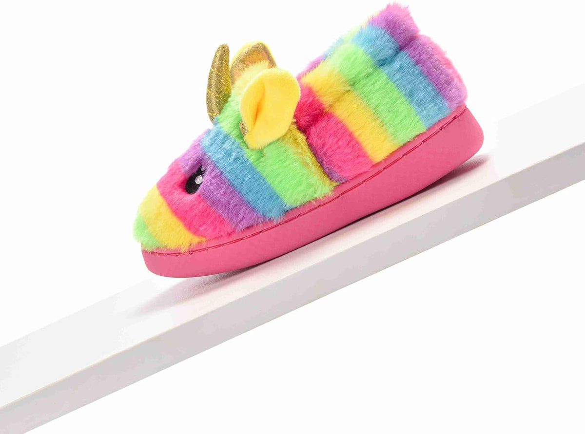 Toddler Slippers Girls Soft Plush House Shoes with Non-Slip Sole Cute Cozy Little Kids Indoor Slippers