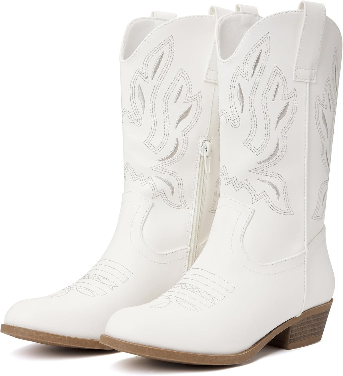 vodvob Girls Kids Western Boots Round Toe Embroidered Cowgirl Cowboy Boots