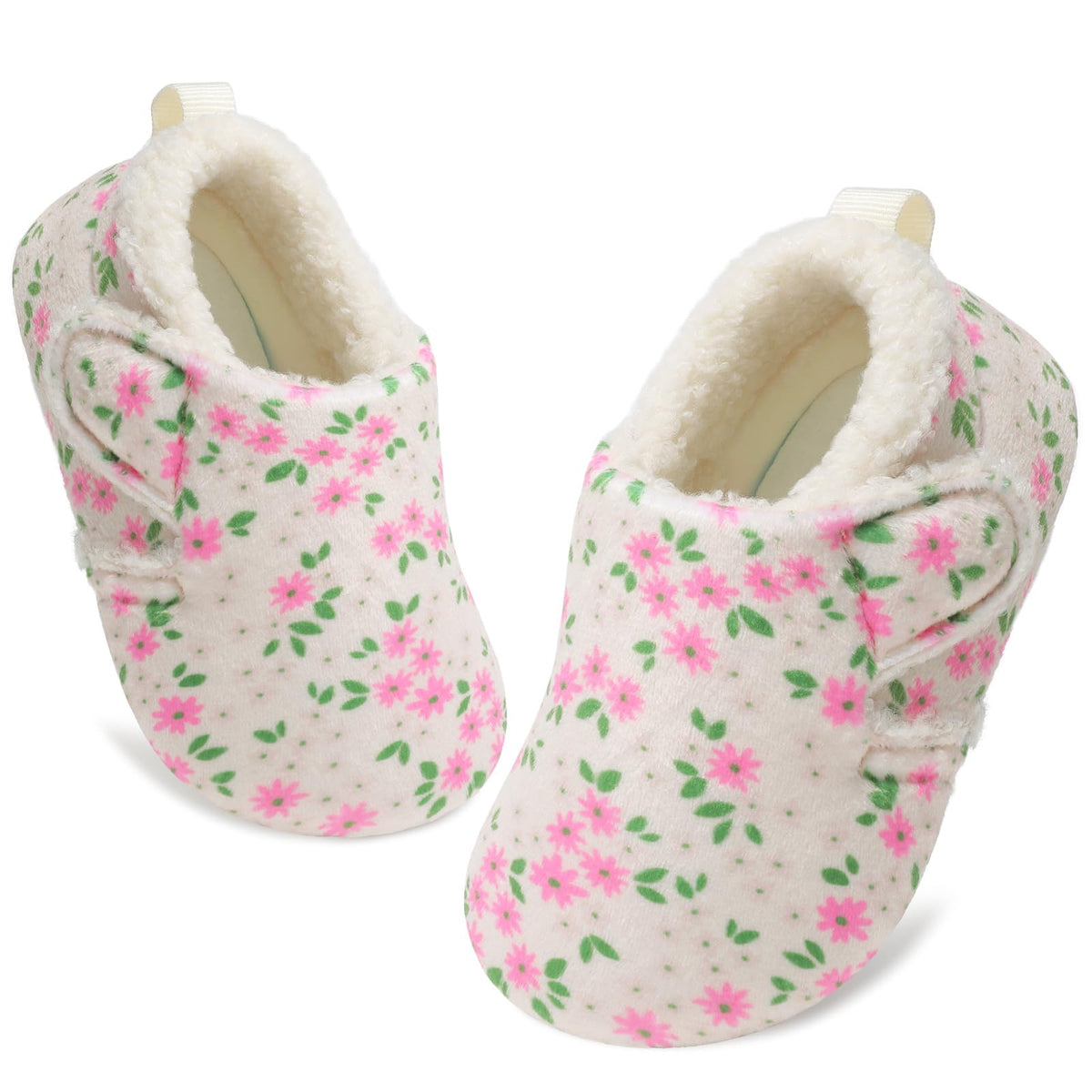 JOINFREE Toddler Slippers Boys Girls Adjustable House Shoes Barefoot Sock Shoes with Rubber Sole Baby Comfort Warm Indoor Outdoor Walking Shoe