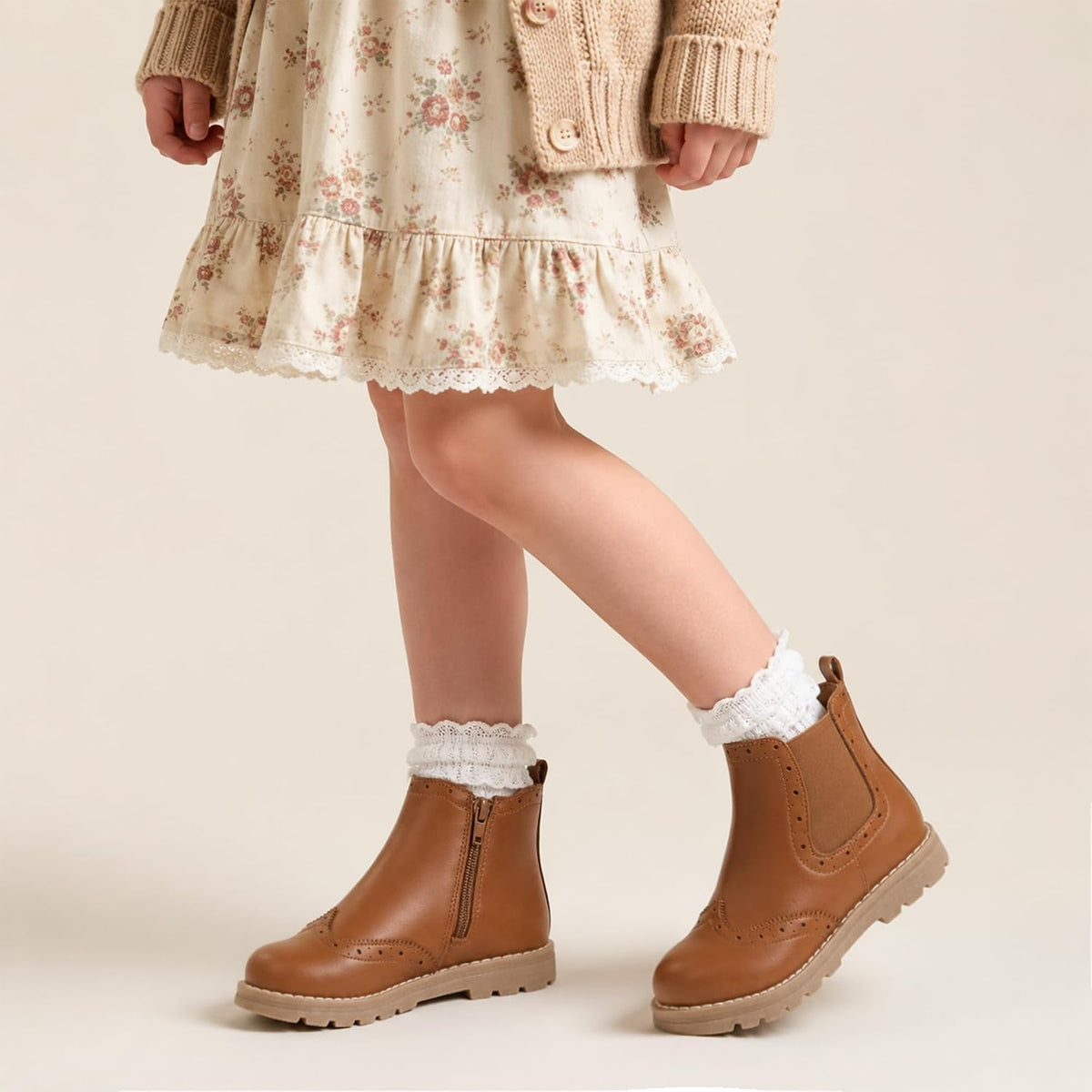 Girls Chelsea Ankle Boots Leather Comfort Shoes for Little/Big Kid